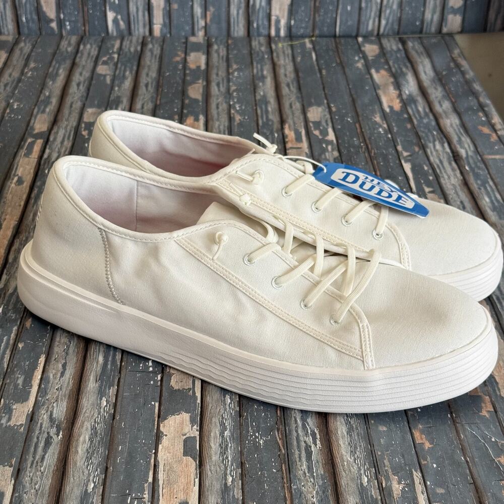 Hey Dude Cody Canvas Shoes Mens 14 White Casual Comfort NEW